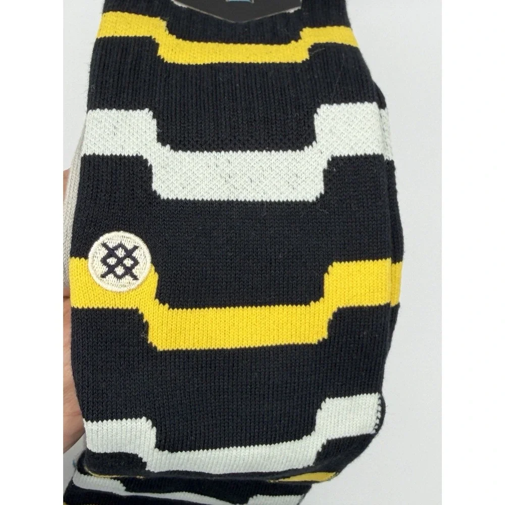Stance Casual 2 Pack Crew Socks Black Yellow Grey Striped Mens L NWT AS56D2SWAP